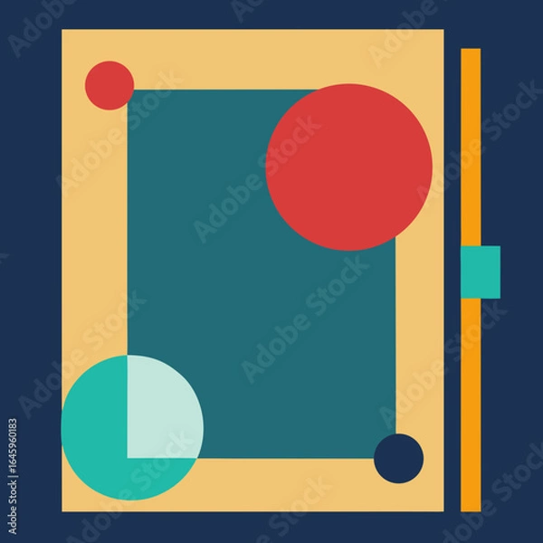 Fototapeta Geometric abstract composition with circles and rectangles