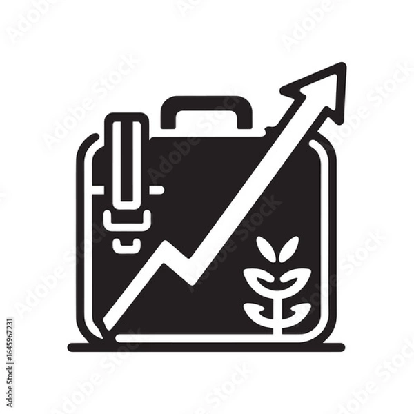 Fototapeta Briefcase Icon with Bar Chart