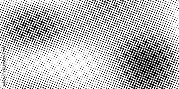 Obraz Dotted gradient vector illustration, white and black halftone background, horizontal seamless dotted lines, monochrome dots texture backdrop, retro effect. modern