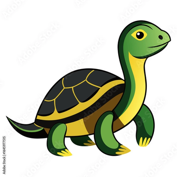 Fototapeta Sleek Snake Necked Turtle Vector Design White Background