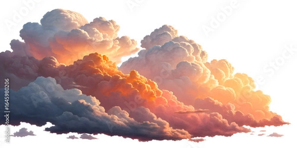 Obraz realistic fluffy clouds white background  