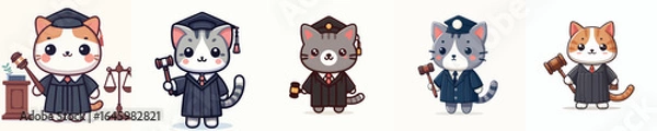 Fototapeta funny vector cat in judge costume