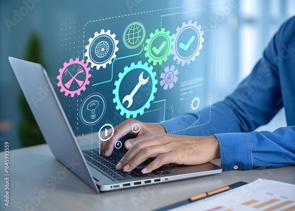 Obraz businessman working on laptop