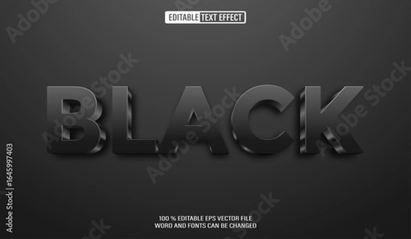 Obraz Editable 3d text style effect - Black Bold text effect Template
