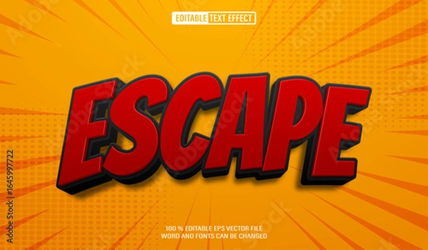 Obraz Editable 3d text style effect - Black Bold text effect Template