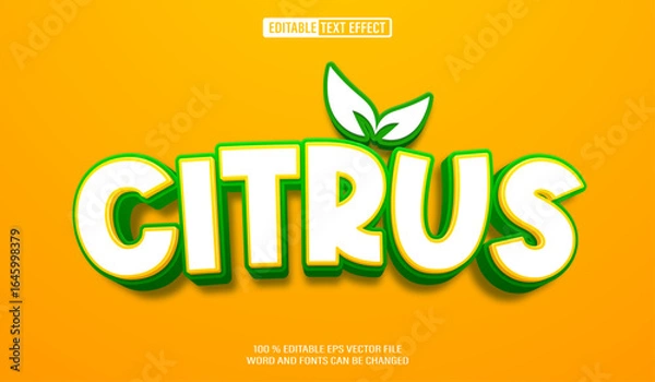 Obraz Editable 3d text style effect - Citrus Orange text effect Template