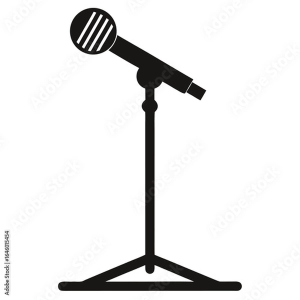 Obraz Black microphone stand silhouette on white background