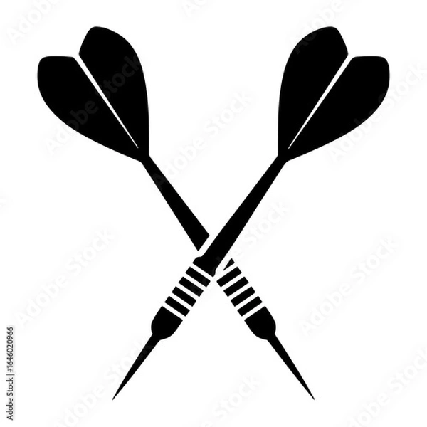 Fototapeta Crossed black darts with striped grips dartboard game