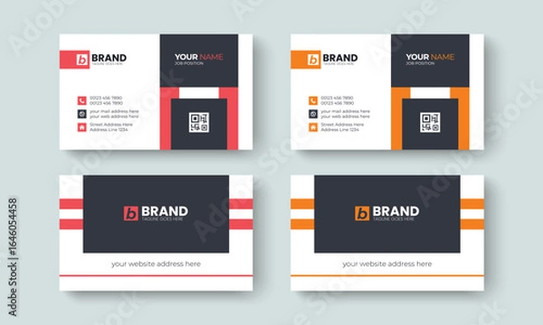 Fototapeta Professional corporate business card or visiting card design template. Creative design for identity card, contact, branding, stationery design layout template.
