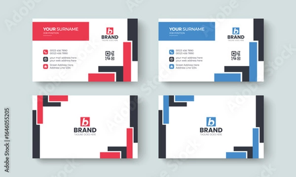 Fototapeta Modern corporate business card or visiting card design template. Creative business identity card, contact, branding, stationery design layout template.