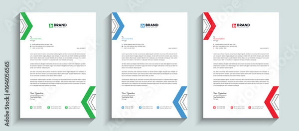 Fototapeta Simple professional modern corporate business style letterhead design template. Template design for letterhead, stationery, identity, document, branding, and layout design for your business project.