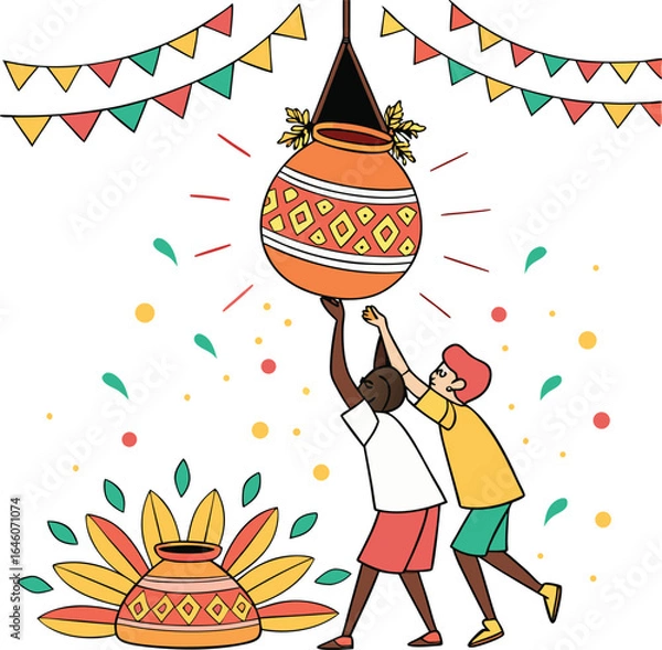 Fototapeta dahi handi festival vector art