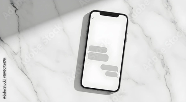 Fototapeta Smartphone with chat bubbles on marble surface