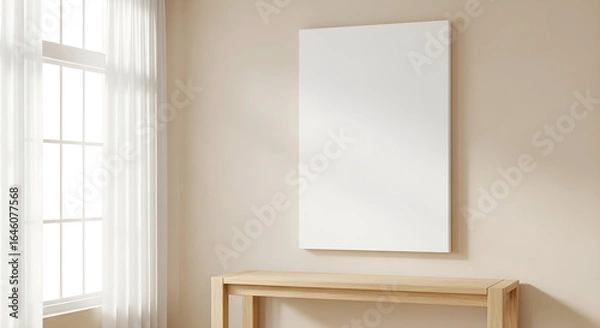 Fototapeta Blank canvas on wall in a bright room