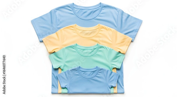 Fototapeta Collection of colorful t-shirts on white background