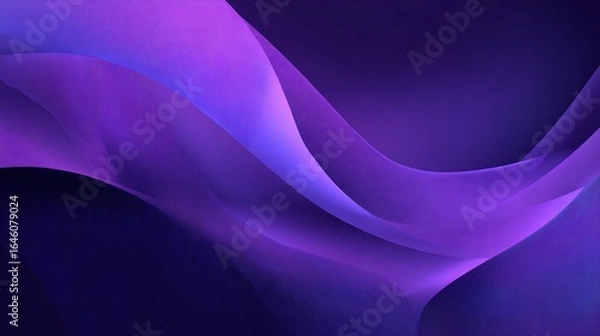 Fototapeta Purple abstract wave lines flow gracefully with shadow background for modern design
