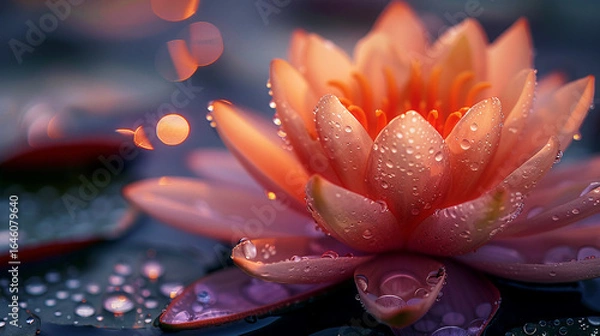 Fototapeta A close-up of a water lily intricate pattern