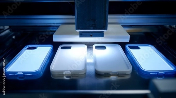 Fototapeta Robotic Automation System Printing Custom Designs on Smartphone Protective Cases