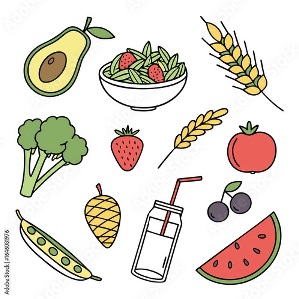 Obraz Fresh Fruits, Vegetables, and Grains for a Healthy Lifestyle