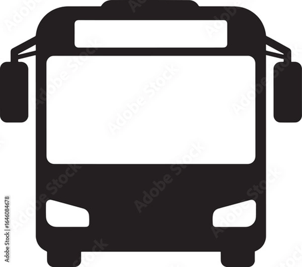 Fototapeta Simple black silhouette icon of a modern bus front view