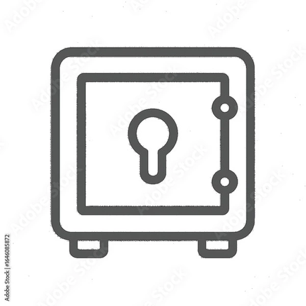 Fototapeta Minimalist Safe or Vault Line Icon – Secure Storage Box with Central Lock