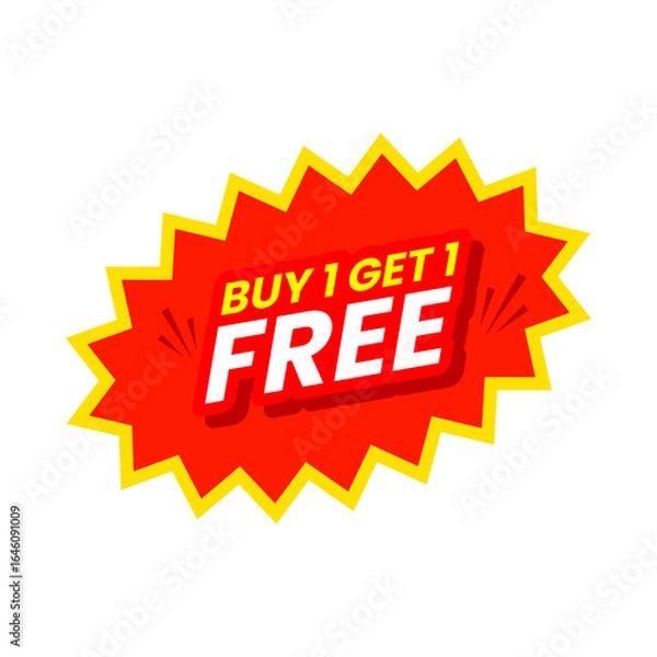 Fototapeta Buy one get one free sale sticker isolated on transparent background