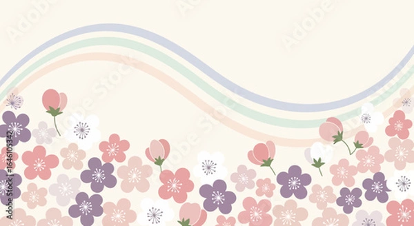 Obraz Elegant floral pattern with pastel shades and a rainbow arc for decorative purposes