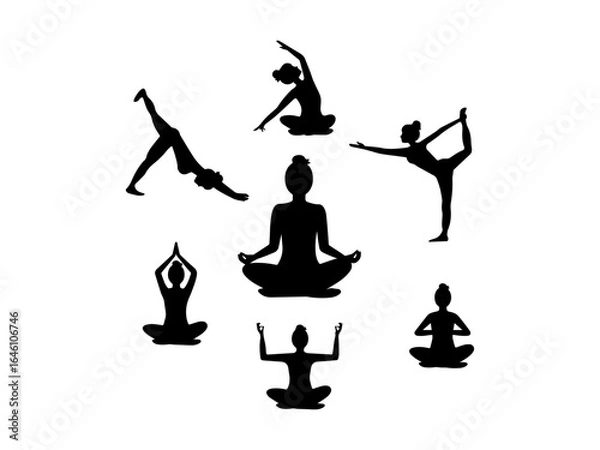 Fototapeta yoga silhouette vector