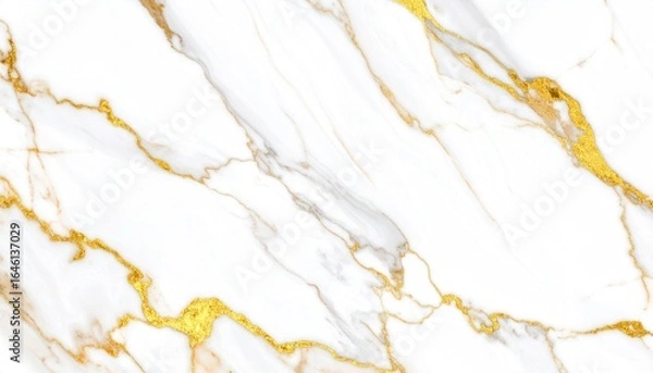 Obraz Elevated Marble Pattern with Gold Veins on White Surface Texture for Luxurious Background