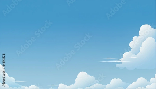 Obraz Cartoon Sky with Fluffy White Clouds