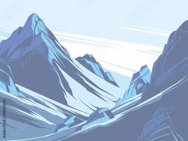 Fototapeta Blue mountains with snow