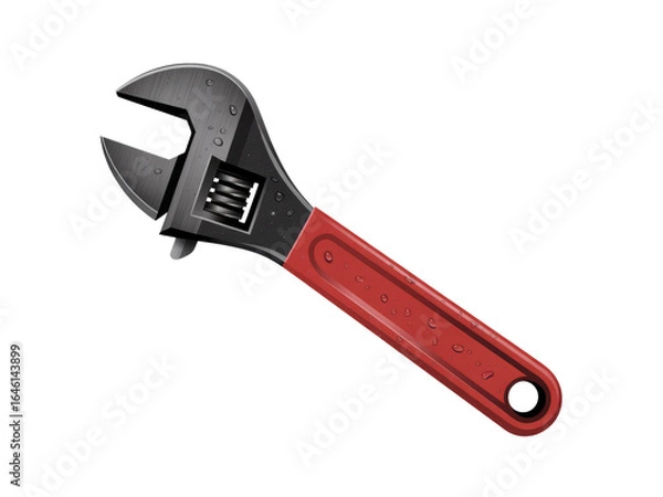 Fototapeta Adjustable Wrench with Red Handle
