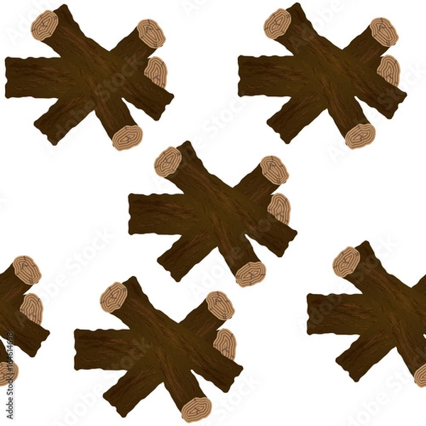 Obraz Realistic firewood stacks seamless background, periodic pattern.