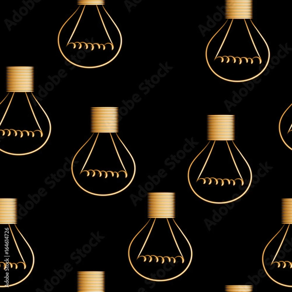 Obraz Light bulbs seamless vector background, periodic pattern.