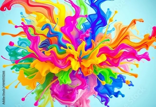 Fototapeta Vibrant rainbow ink swirls explode in a colorful burst, ink art, chromatic