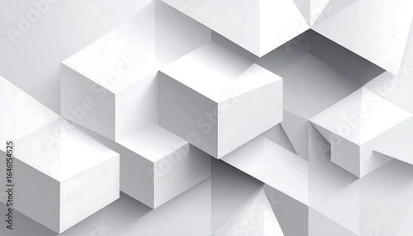 Fototapeta Abstract White Geometric Cubes.