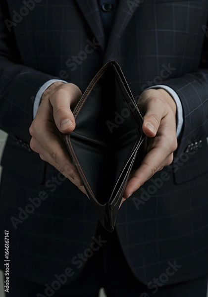 Fototapeta Hands holding empty wallet