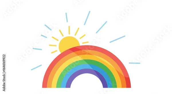 Obraz Rainbow and Sunlight Illustration for Kids with Vibrant Colors and a Happy sunny Day