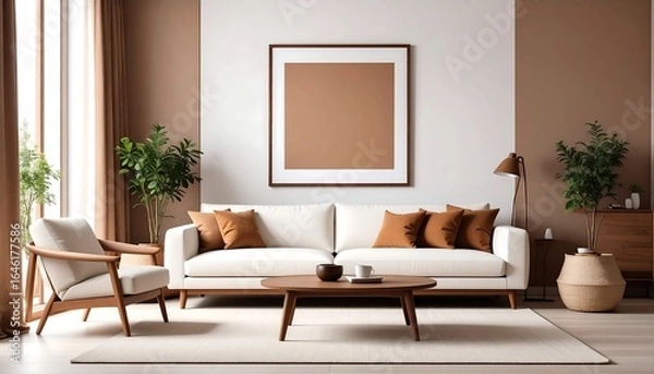 Obraz Modern living room with warm tones