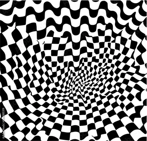 Fototapeta Wavy hexagon pattern, distorted perspective, optical illusion effect