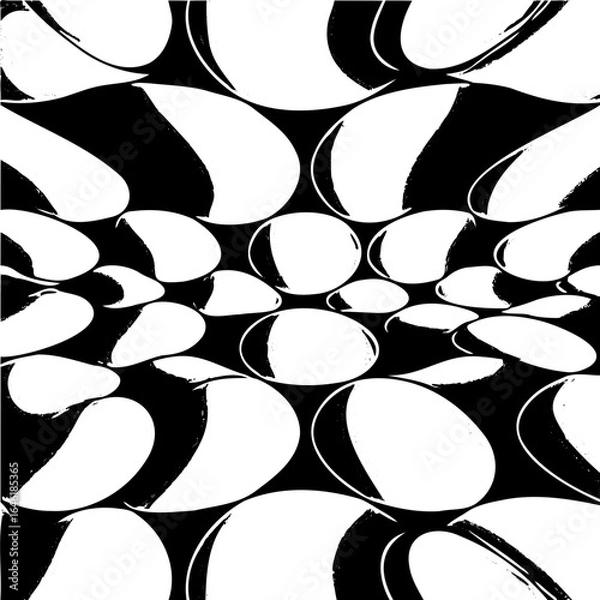 Fototapeta Wavy hexagon pattern, distorted perspective, optical illusion effect