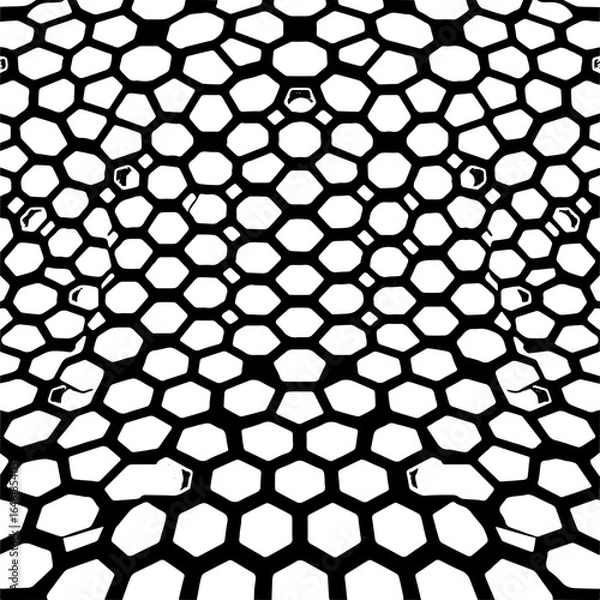 Fototapeta Wavy hexagon pattern, distorted perspective, optical illusion effect