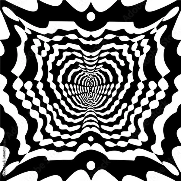 Fototapeta Wavy hexagon pattern, distorted perspective, optical illusion effect