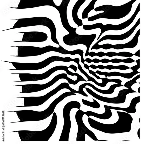 Fototapeta Wavy hexagon pattern, distorted perspective, optical illusion effect