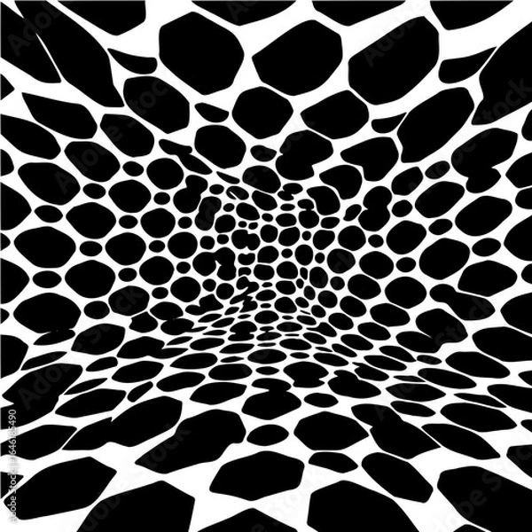 Fototapeta Wavy hexagon pattern, distorted perspective, optical illusion effect