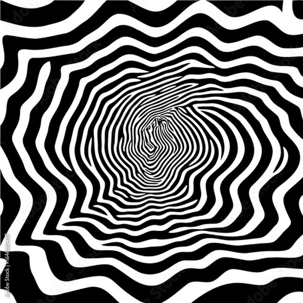 Fototapeta Wavy hexagon pattern, distorted perspective, optical illusion effect