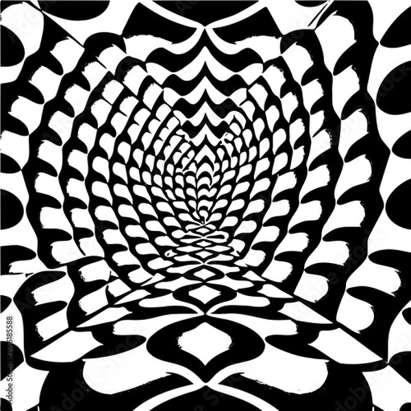 Fototapeta Wavy hexagon pattern, distorted perspective, optical illusion effect