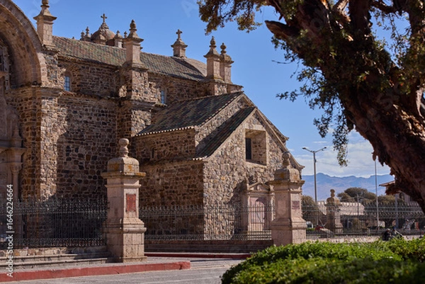 Fototapeta Standing in quiet grandeur, Lampa Cathedral rises in the heart of Puno — a timeless testament to faith, history, and Andean colonial artistry