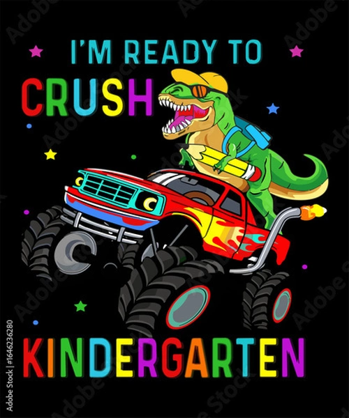 Fototapeta Make the Kindergarten design the highlight of your child's wardrobe. This playful and energetic design is perfect as a first day of Kindergarten design for 1st day of Kindergarten