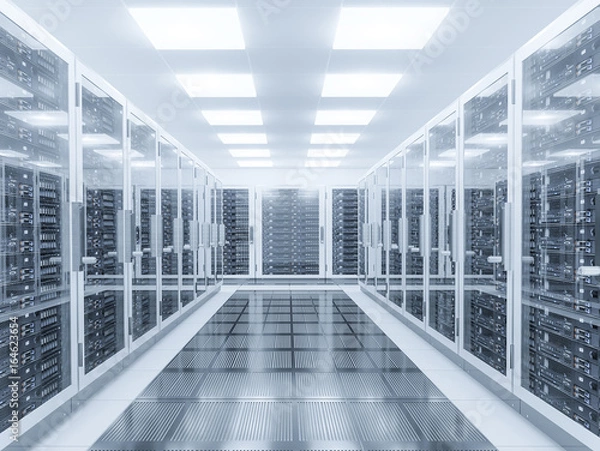 Obraz Serwerownia. 3D Rendering of Data Center